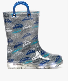 GEMO Bottes de pluie bébé garçon à motifs voitures et semelle lumineuse Gris