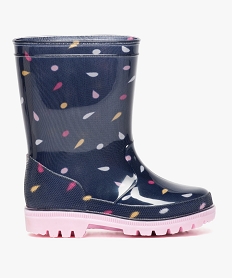 bottes de pluie fille a motifs pastel et semelle contrastante bleu bottes de pluies9184101_1