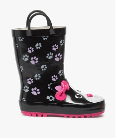 GEMO Bottes de pluie fille motif chat en relief avec anses Noir