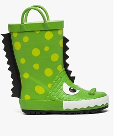 GEMO Bottes de pluie garçon à anses et motif crocodile en relief Vert