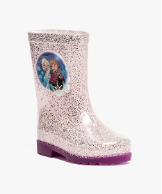 bottes de pluie fille a paillettes avec semelle lumineuse reine des neiges rose bottes de pluies9184501_2