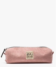 GEMO Trousse zippée en velours côtelé Rose