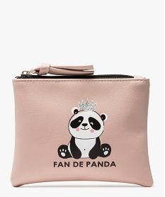 GEMO Trousse zippée plate à motif panda pailleté Rose