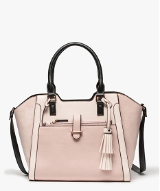 sac a main femme multimatiere forme trapeze rose9189801_1