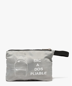 sac a dos femme pliable en polyester recycle gris9193001_3