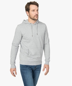 sweat homme a capuche avec poche kangourou gris sweats9193601_1