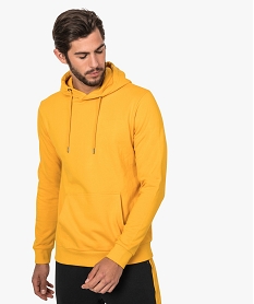 GEMO Sweat homme à capuche avec poche kangourou Jaune