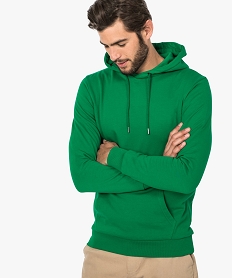 GEMO Sweat homme à capuche avec poche kangourou Vert