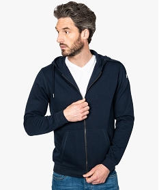 GEMO Sweat homme zippé uni à capuche Bleu