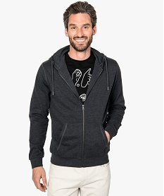 GEMO Sweat homme zippé uni à capuche Gris