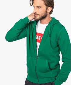 GEMO Sweat homme zippé uni à capuche Vert