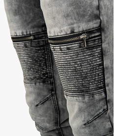 jean homme coupe slim effet neige avec surpiqures et zips noir jeans9195401_2