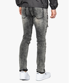 jean homme coupe slim effet neige avec surpiqures et zips noir jeans9195401_3