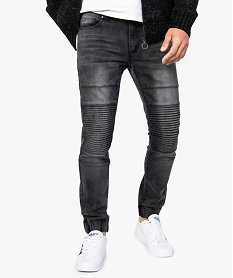 jean homme slim delave style biker avec chevilles resserrees noir jeans9195501_1