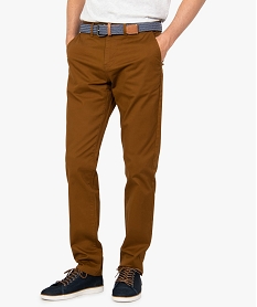 GEMO Pantalon homme chino coupe slim Orange