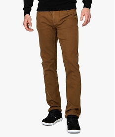 pantalon homme 5 poches straight en toile extensible brun pantalons de costume9197401_1