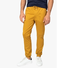 GEMO Pantalon homme en toile unie resserré dans le bas Orange