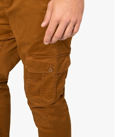 pantalon homme battle en toile avec surpiqures brun pantalons de costume9197801_2