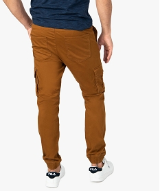 pantalon homme battle en toile avec surpiqures brun pantalons de costume9197801_3