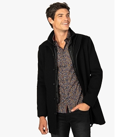 manteau homme ¾ en maille cotelee avec col blouson noir9199201_1