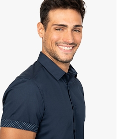 chemise homme manches courtes coupe slim repassage facile bleu chemise manches courtes9199401_2