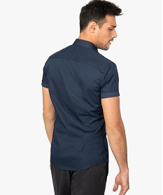chemise homme manches courtes coupe slim repassage facile bleu chemise manches courtes9199401_3
