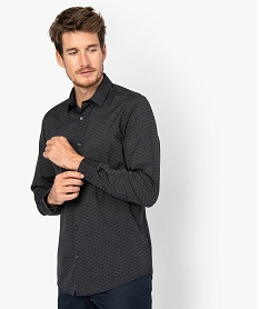 GEMO Chemise homme regular fit à fines rayures - repassage facile Noir