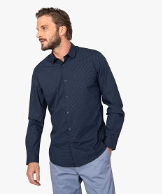 GEMO Chemise homme à motifs pois et coupe slim Bleu