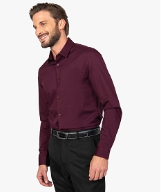 GEMO Chemise unie coupe slim en coton stretch homme Rouge