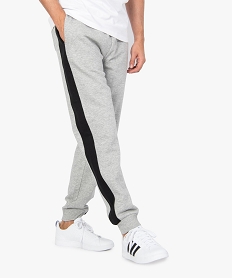 GEMO Jogging homme en molleton avec bandes latérales contrastées Gris