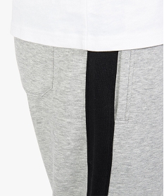 jogging homme en molleton avec bandes laterales contrastees gris pantalons9201201_2