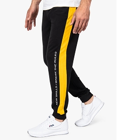 GEMO Pantalon de jogging homme bicolore et imprimé Noir