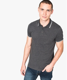 polo homme a manches courtes avec rayures contrastantes gris polos9204401_1