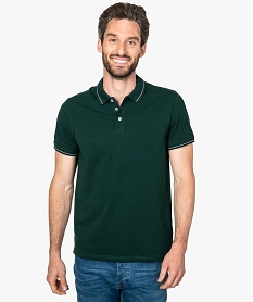 polo homme a manches courtes avec rayures contrastantes vert9204801_1