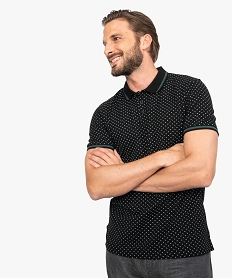 polo homme a manches courtes avec petits motifs noir9205101_1