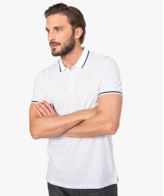 polo homme a manches courtes avec petits motifs blanc9205201_1