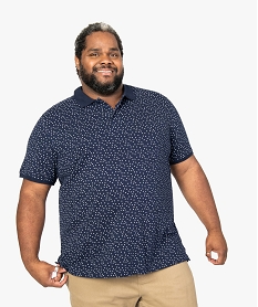 GEMO Polo homme à manches courtes et micro-motifs Bleu