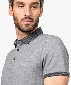 polo homme en maille piquee chinee a col fantaisie gris9205501_2