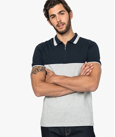 polo homme bicolore a col zippe multicolore9205701_1