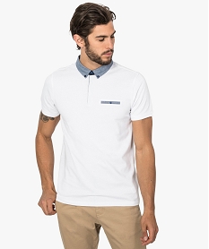 polo homme en maille piquee a col chemise boutonne blanc9205901_1