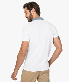 polo homme en maille piquee a col chemise boutonne blanc9205901_3