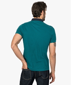 polo homme en maille piquee a col chemise boutonne vert9206001_3