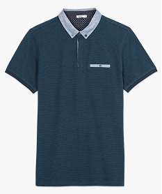 polo homme en maille piquee a col chemise boutonne bleu polos9206201_4