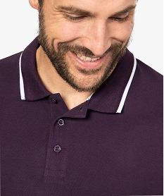 polo homme en maille piquee a manches longues violet9206601_2
