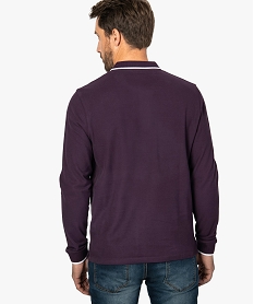 polo homme en maille piquee a manches longues violet9206601_3