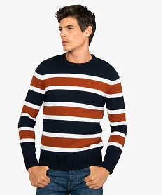 GEMO Pull homme rayé en grosse maille Imprimé