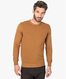 GEMO Pull homme à maille fantaisie devant Orange