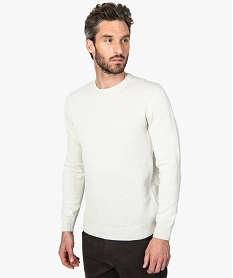 GEMO Pull homme à maille fantaisie devant blanc standard