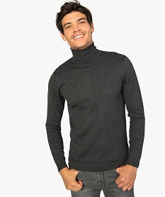 GEMO Pull homme à col roulé en maille fine Gris