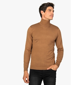 GEMO Pull homme à col roulé en maille fine Orange